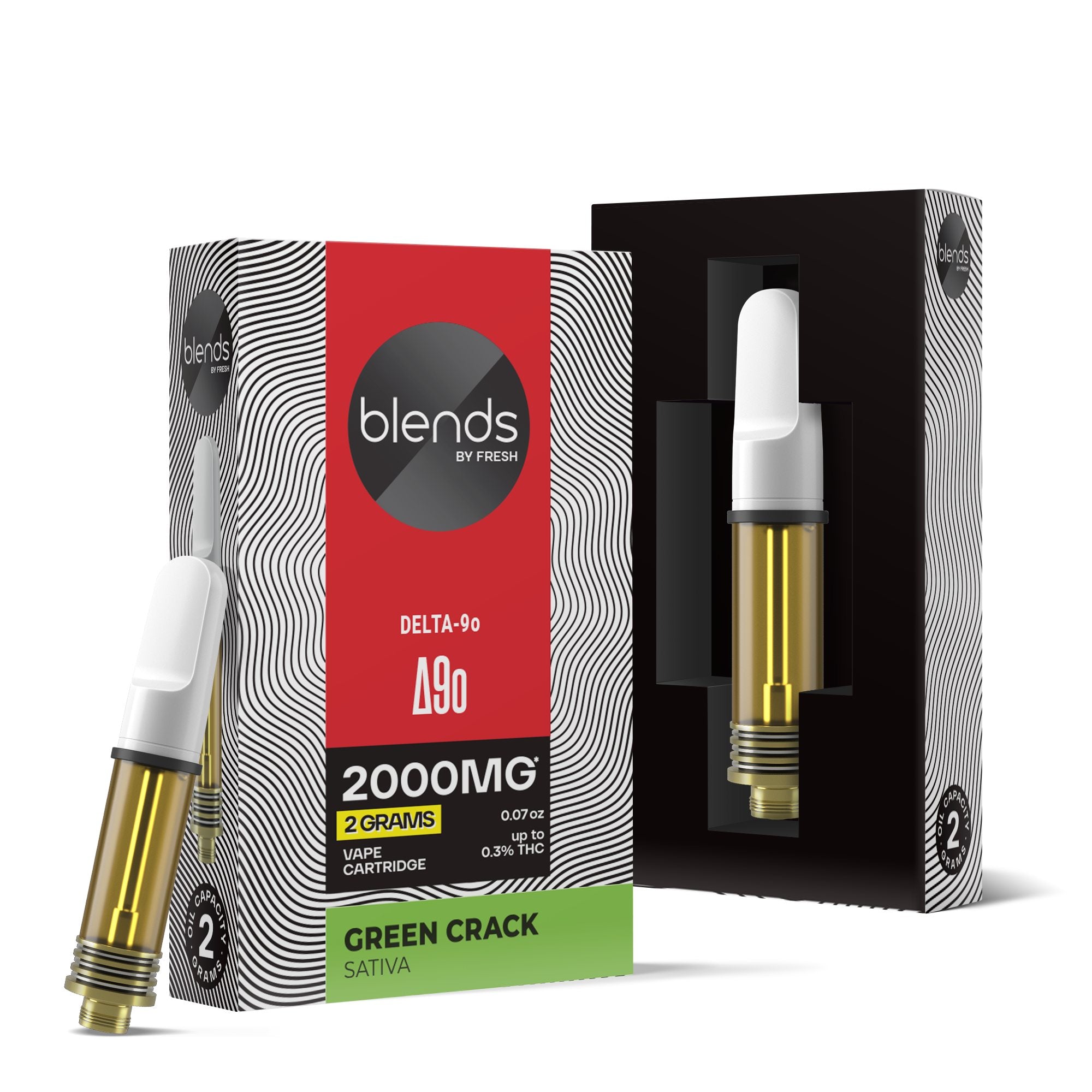 2000mg D9o Vape Cart - Green Crack - Sativa - 2ml - Blends by Fresh