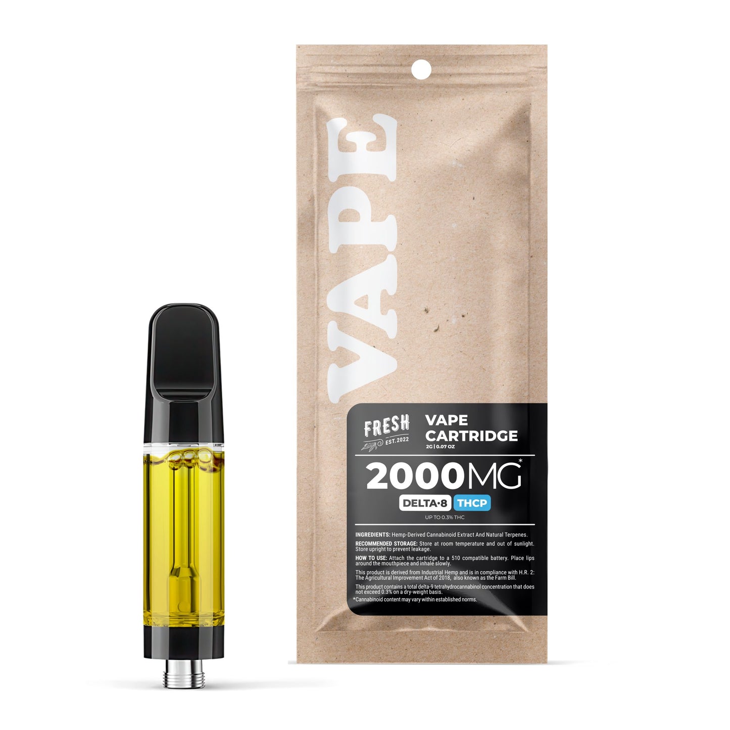 2000mg THCP, D8 Vape Cart - Wedding Crasher - Hybrid - 2ml - Fresh