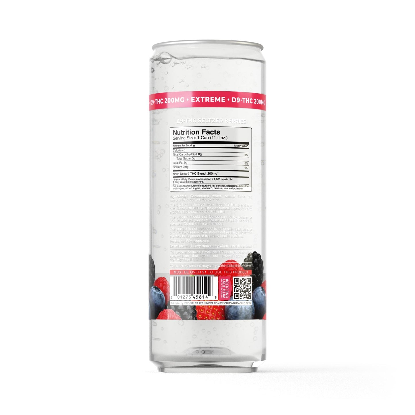200mg Berries THC Seltzer - D9 Nano - Fresh