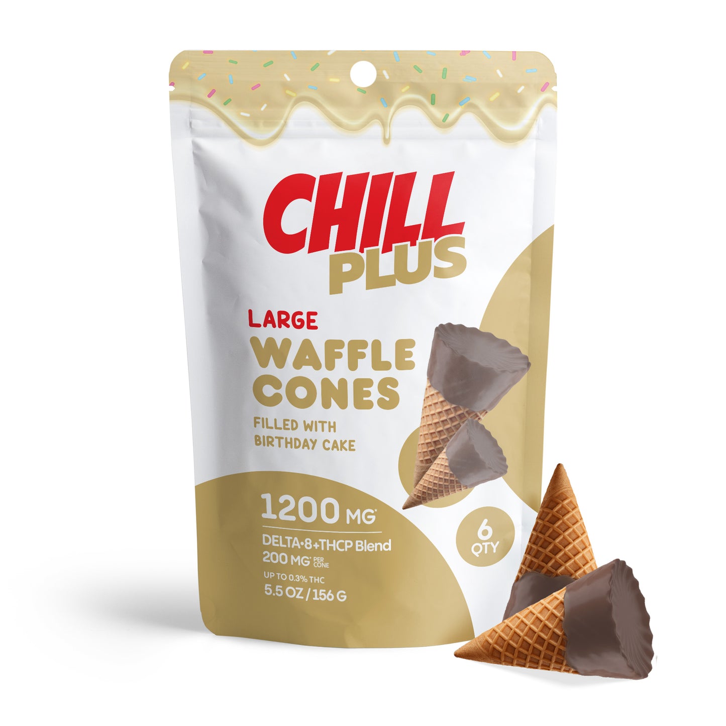 200mg Birthday Cake Waffle Cones - D8 & THCP - Chill Plus