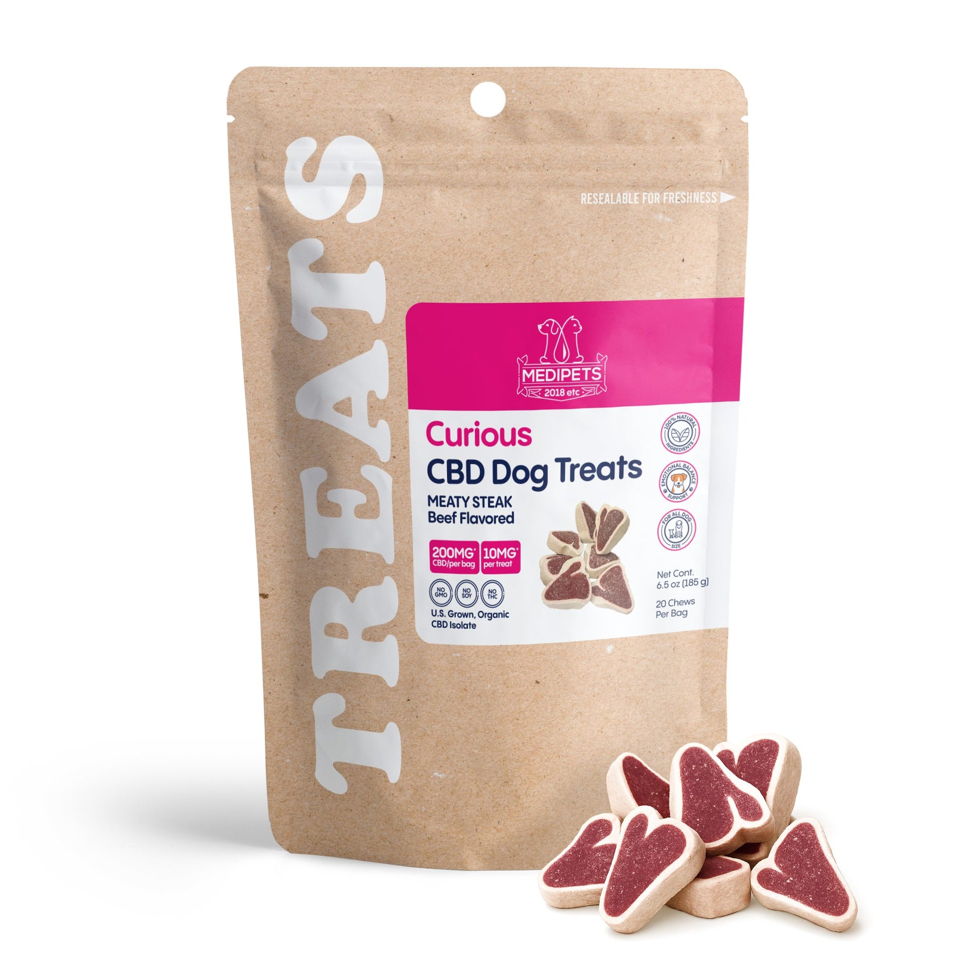 200mg CBD Pet Treats For Dogs - Meaty Steak Treats - MediPets