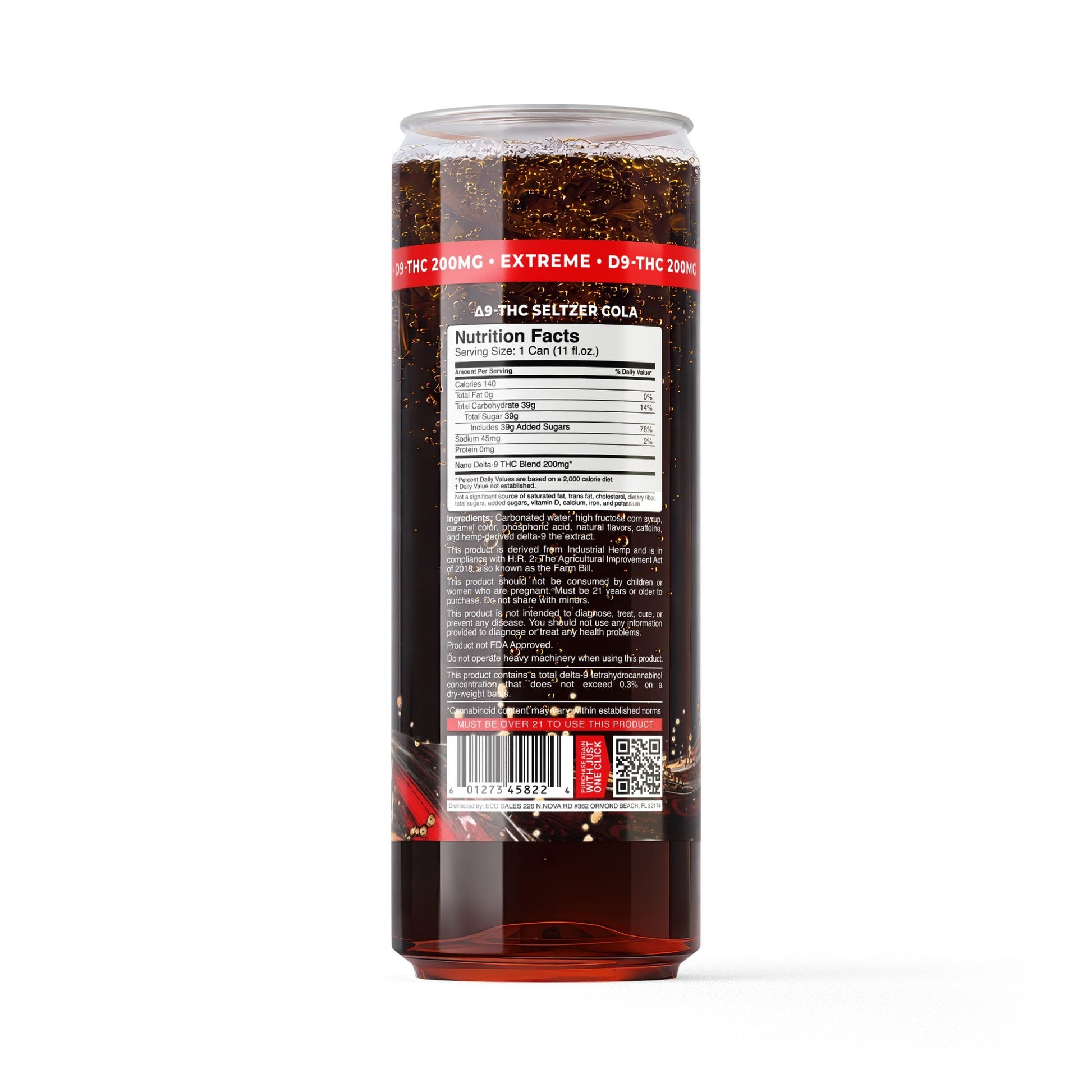 200mg Cola THC Seltzer - D9 Nano - Fresh