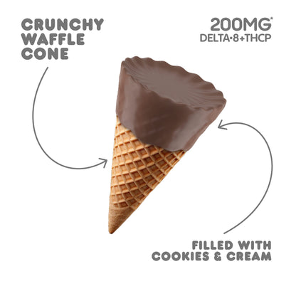 200mg Cookies & Cream Waffle Cones - D8 & THCP - Chill Plus