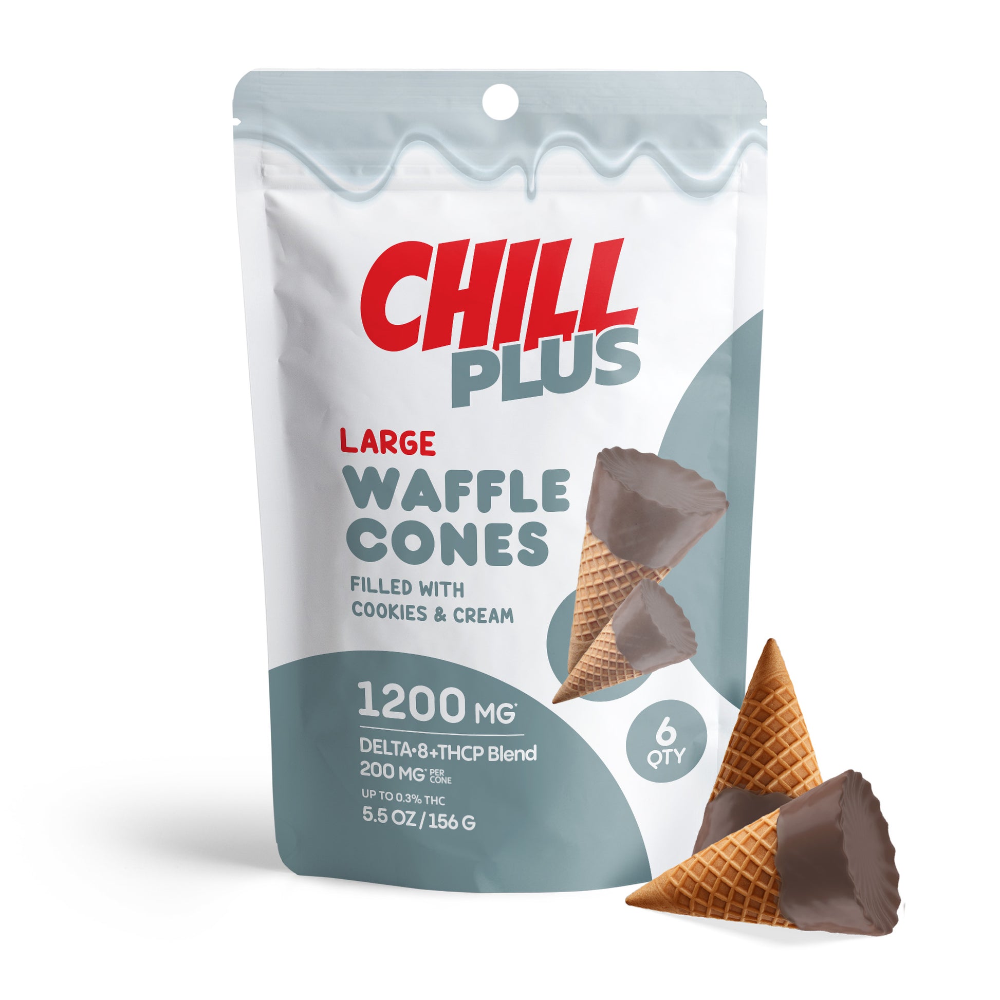 200mg Cookies & Cream Waffle Cones - D8 & THCP - Chill Plus