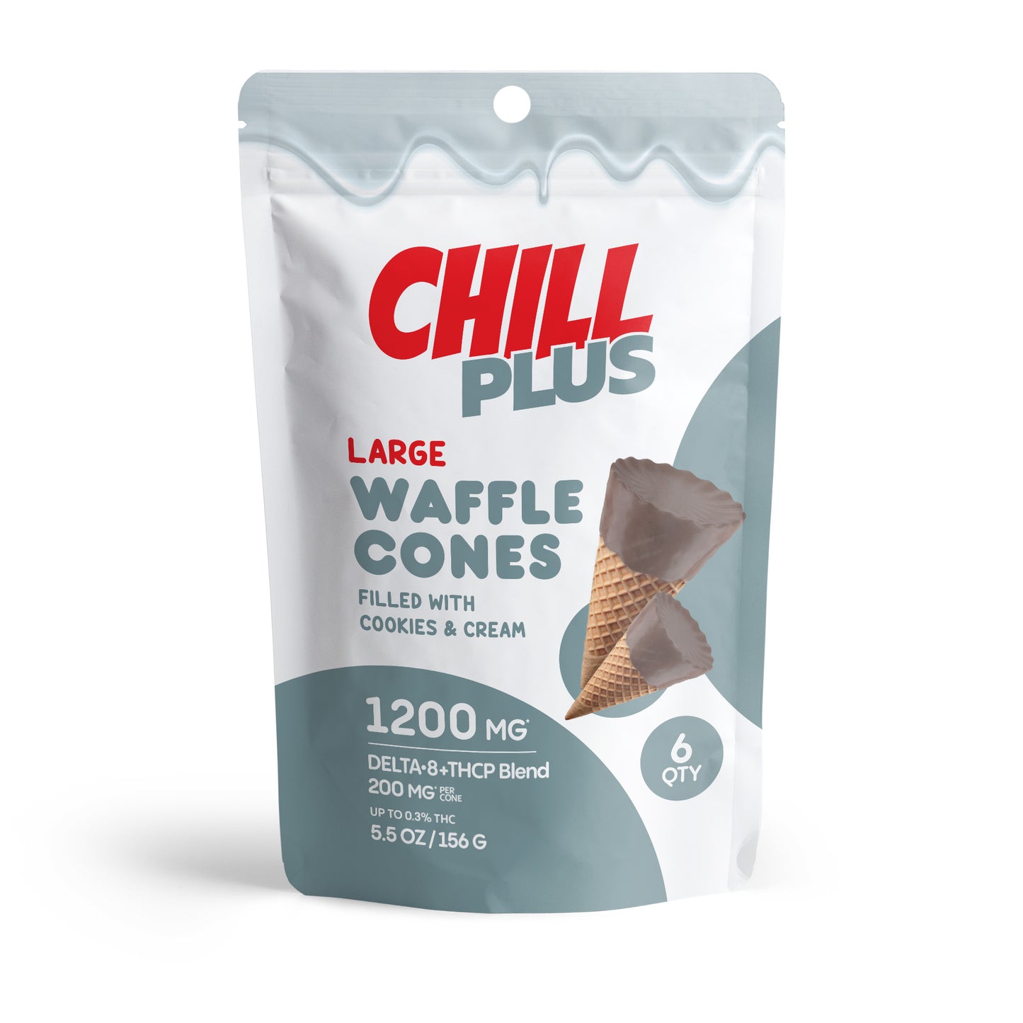 200mg Cookies & Cream Waffle Cones - D8 & THCP - Chill Plus