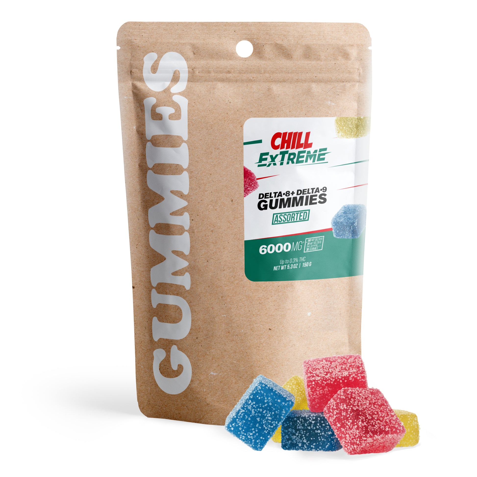 200mg D8, D9, THCP, Mushroom Blend Gummies - Mixed Fruits - Chill Extreme