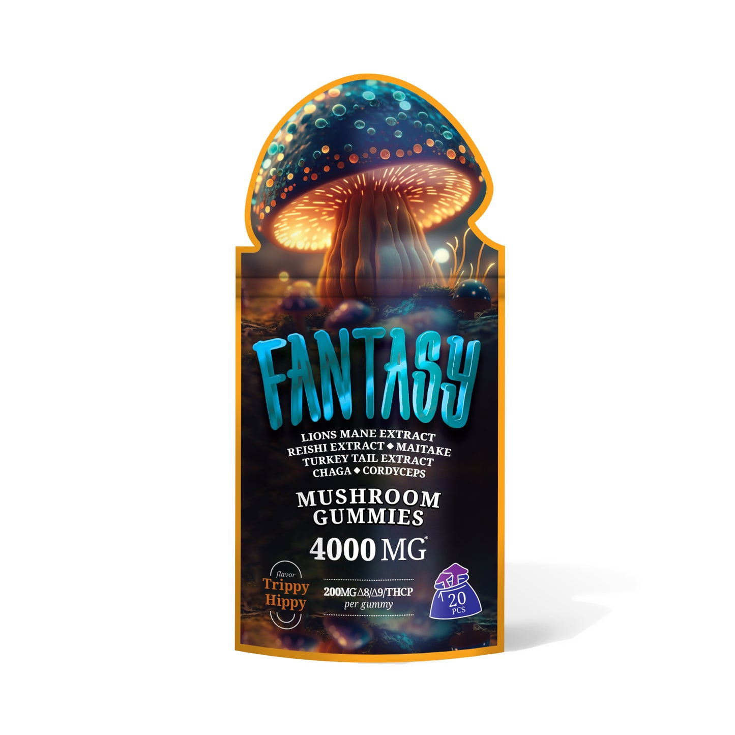 200mg D8, D9, THCP, Mushroom Blend Gummies - Trippy Hippy - Fantasy