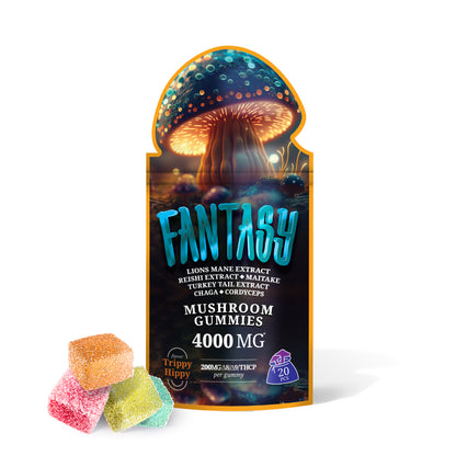 200mg D8, D9, THCP, Mushroom Blend Gummies - Trippy Hippy - Fantasy
