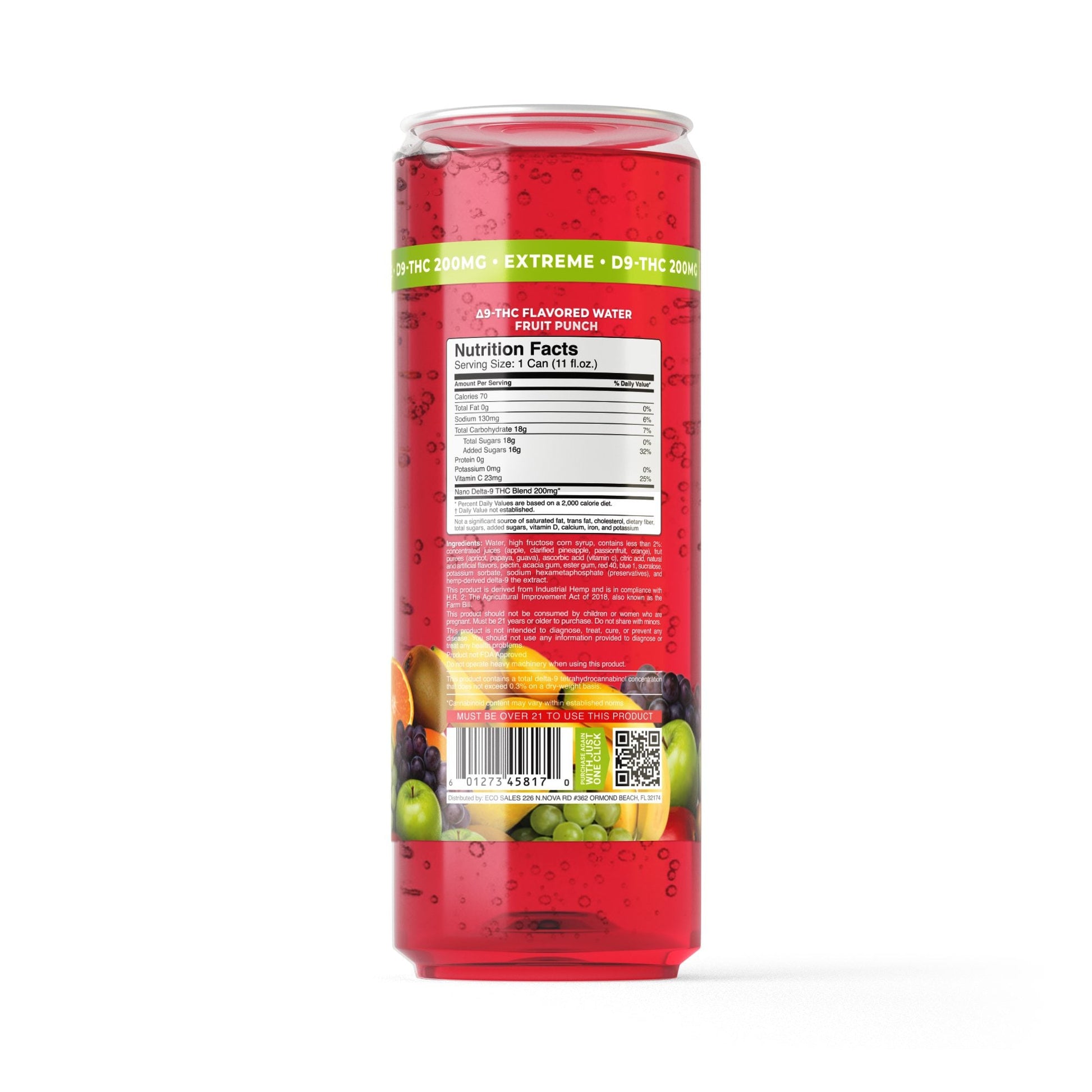 200mg Fruit Punch THC Water - D9 Nano - Fresh
