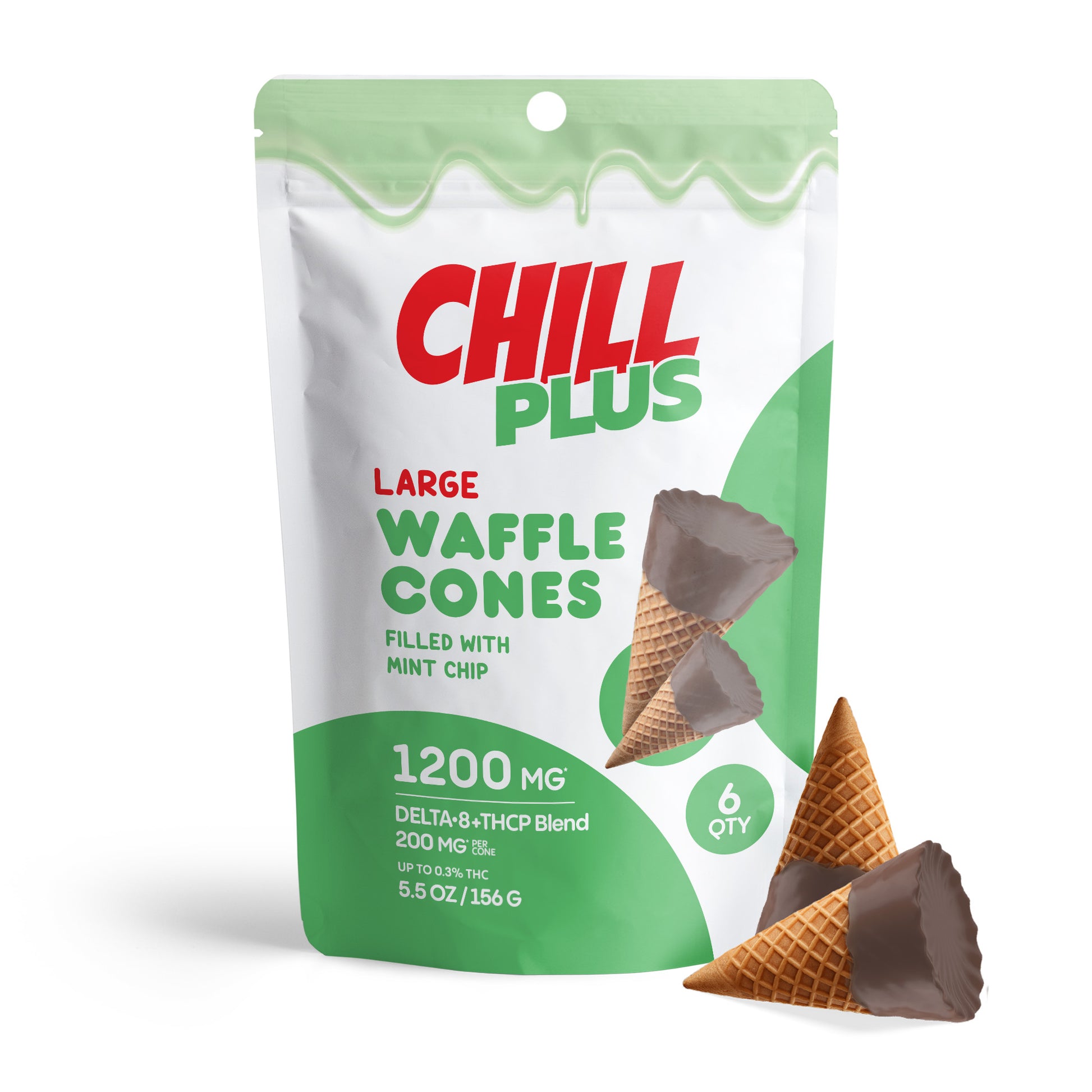 200mg Mint Chip Waffle Cones - D8 & THCP - Chill Plus