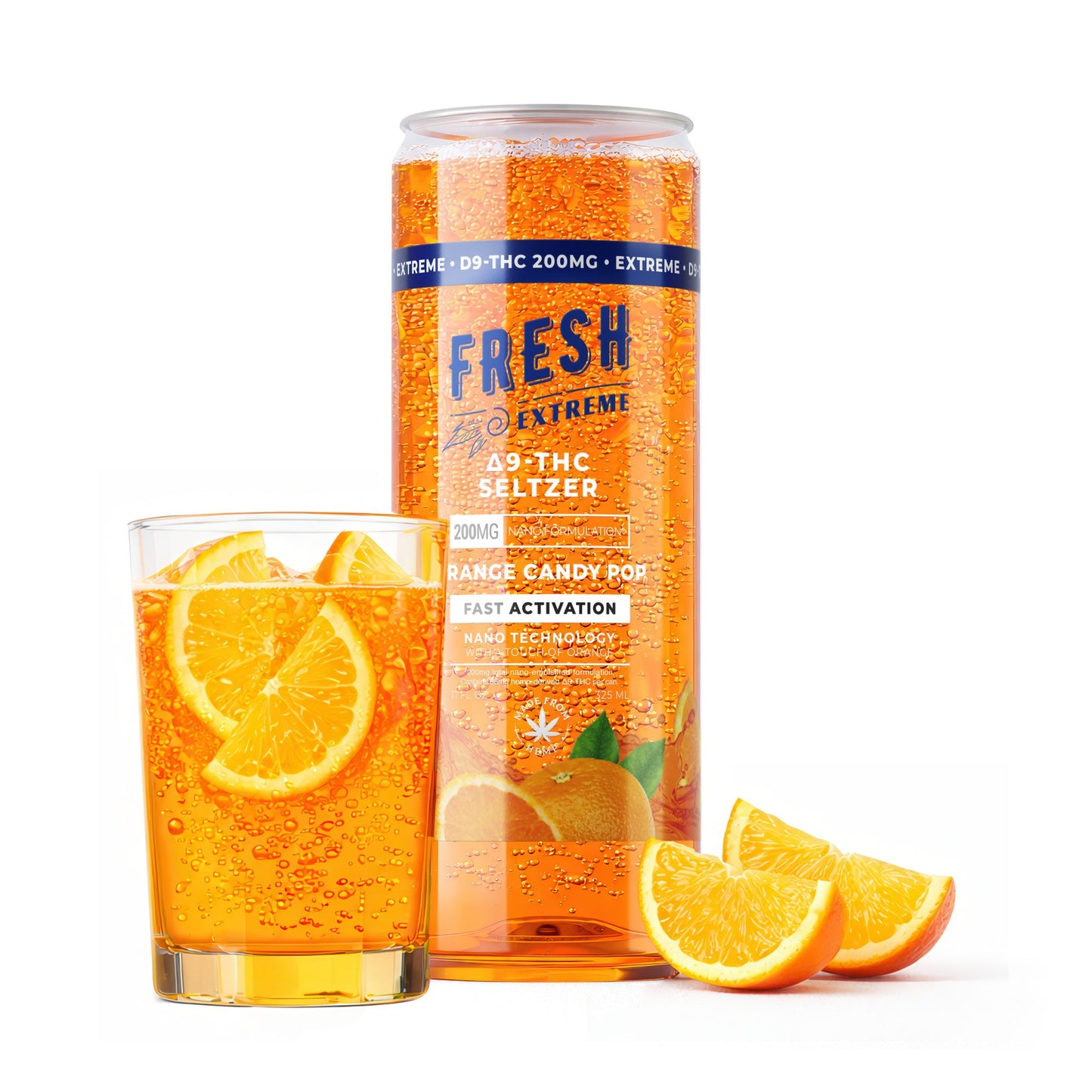 200mg Orange Candy Pop THC Seltzer - Delta 9 Nano - Fresh