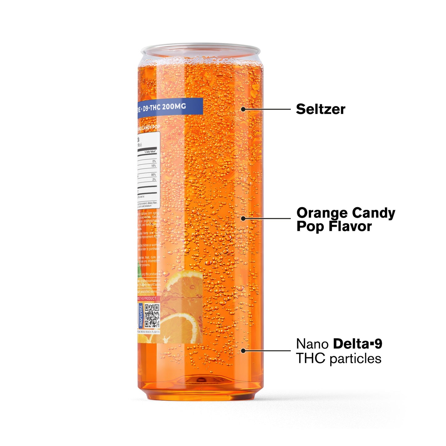 200mg Orange Candy Pop THC Seltzer - Delta 9 Nano - Fresh