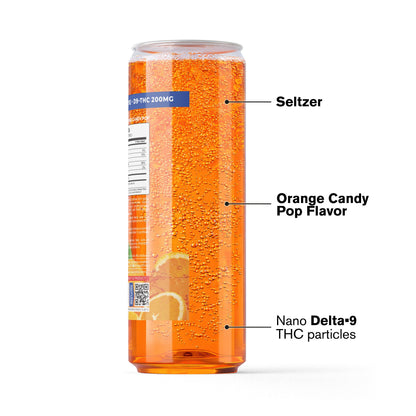 200mg Orange Candy Pop THC Seltzer - Delta 9 Nano - Fresh