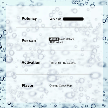 200mg Orange Candy Pop THC Seltzer - Delta 9 Nano - Fresh