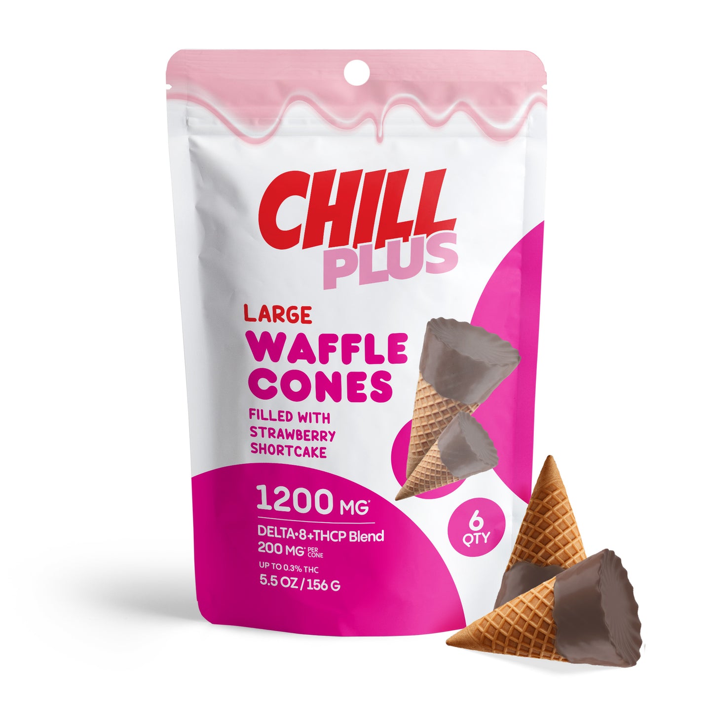 200mg Strawberry Shortcake Waffle Cones - D8 & THCP - Chill Plus