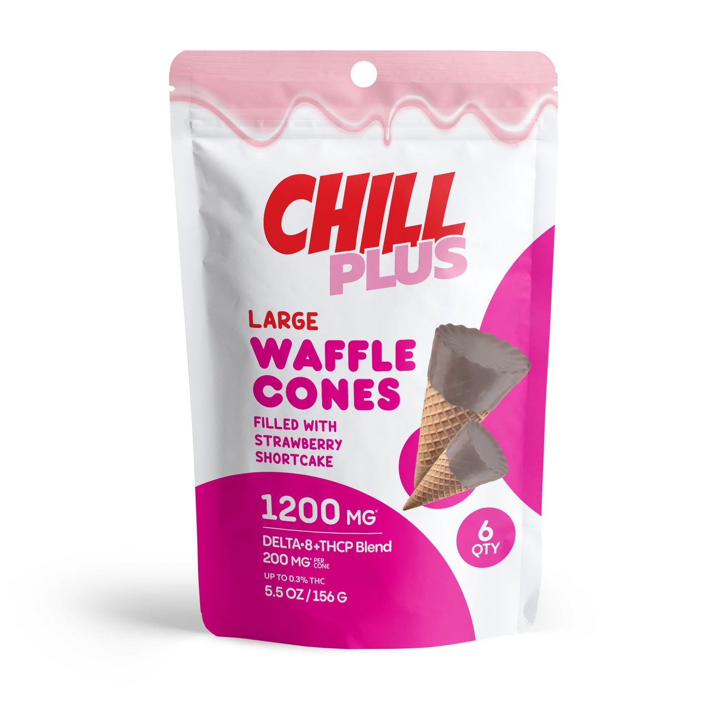 200mg Strawberry Shortcake Waffle Cones - D8 & THCP - Chill Plus
