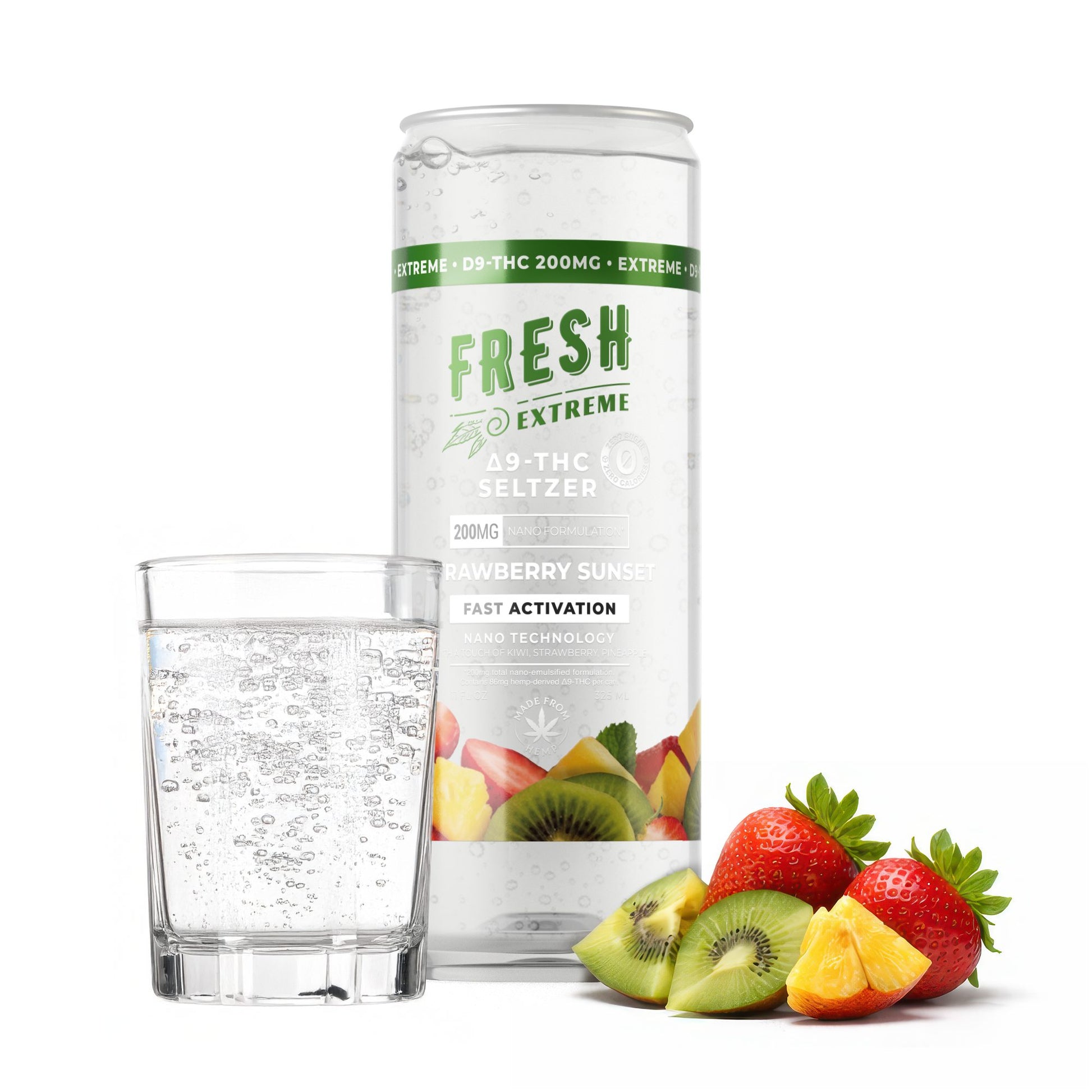 200mg Strawberry Sunset THC Seltzer - D9 Nano - Fresh