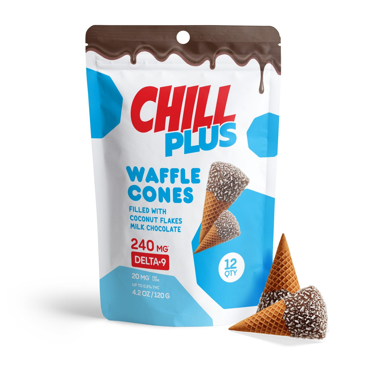 20mg Coconut Flakes + Milk Chocolate Waffle Cones - Delta 9 - Chill Plus