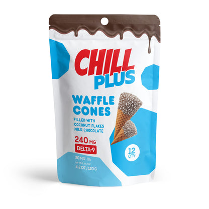 20mg Coconut Flakes + Milk Chocolate Waffle Cones - Delta 9 - Chill Plus