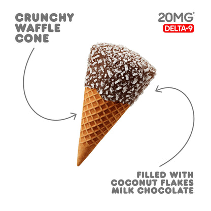 20mg Coconut Flakes + Milk Chocolate Waffle Cones - Delta 9 - Chill Plus