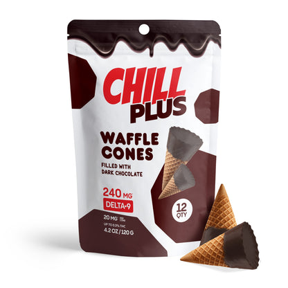 20mg Dark Chocolate Waffle Cones - Delta 9 - Chill Plus