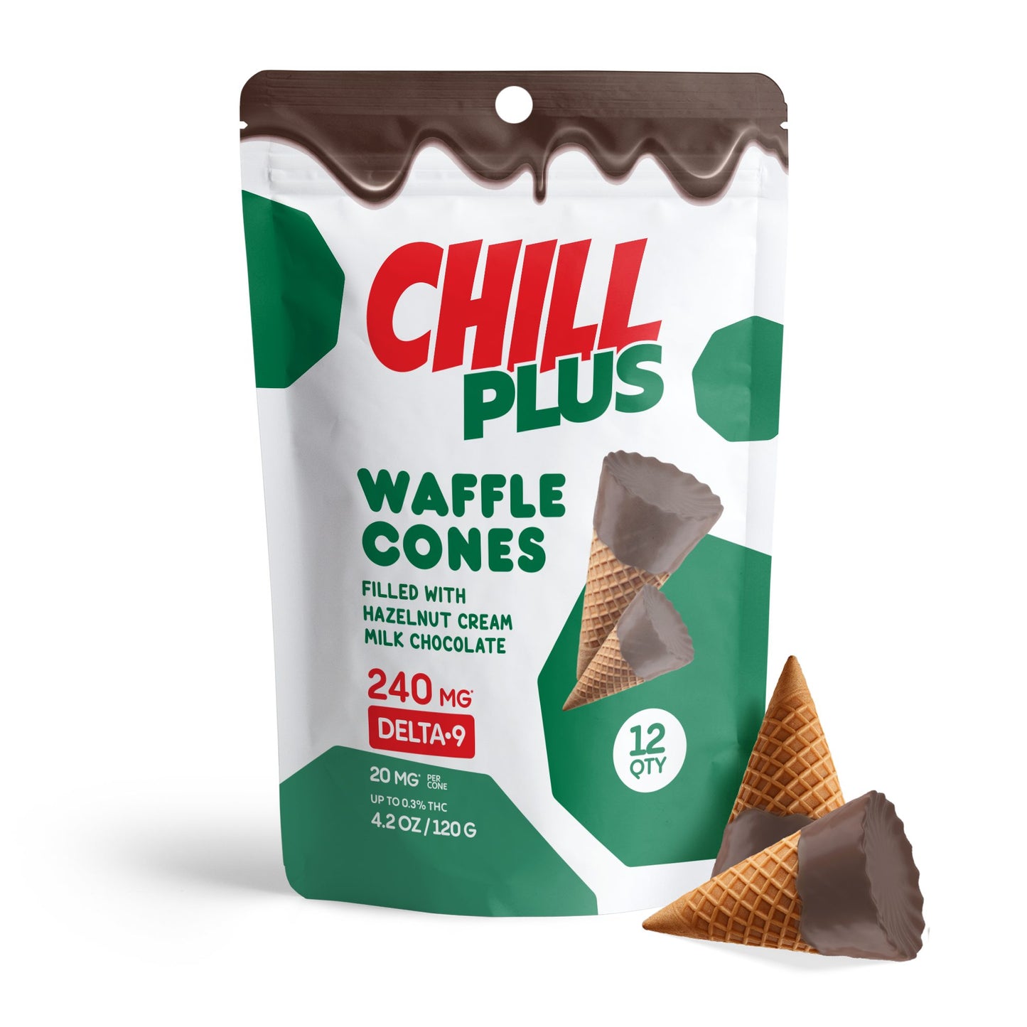 20mg Hazelnut Cream + Milk Chocolate Waffle Cones - Delta 9 - Chill Plus