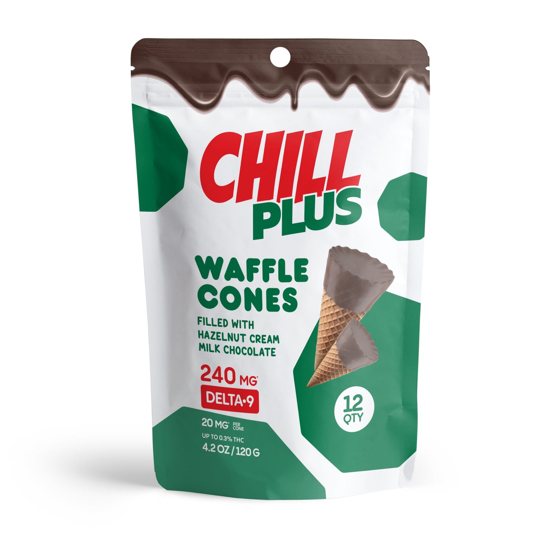 20mg Hazelnut Cream + Milk Chocolate Waffle Cones - Delta 9 - Chill Plus