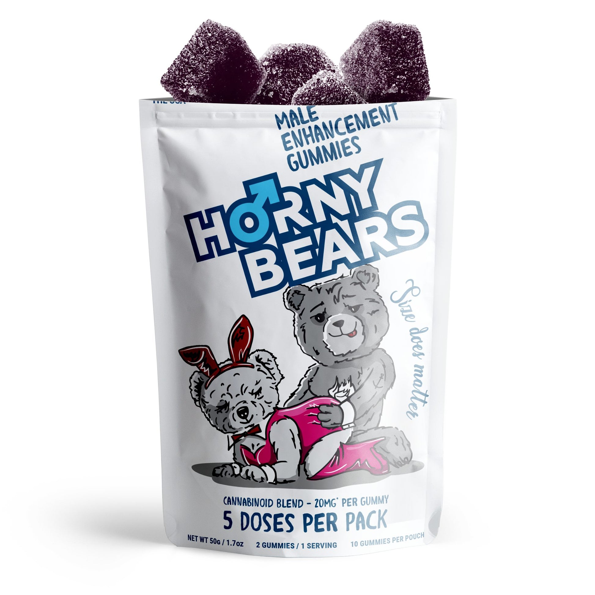 20mg Male Enhancement Gummies - D9, THCP, CBD, THCV - Strawberry - Horny Bears