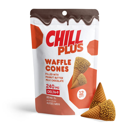 20mg Peanut Butter + Milk Chocolate Waffle Cones - Delta 9 - Chill Plus