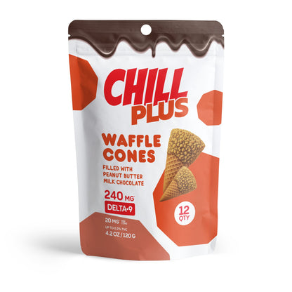 20mg Peanut Butter + Milk Chocolate Waffle Cones - Delta 9 - Chill Plus
