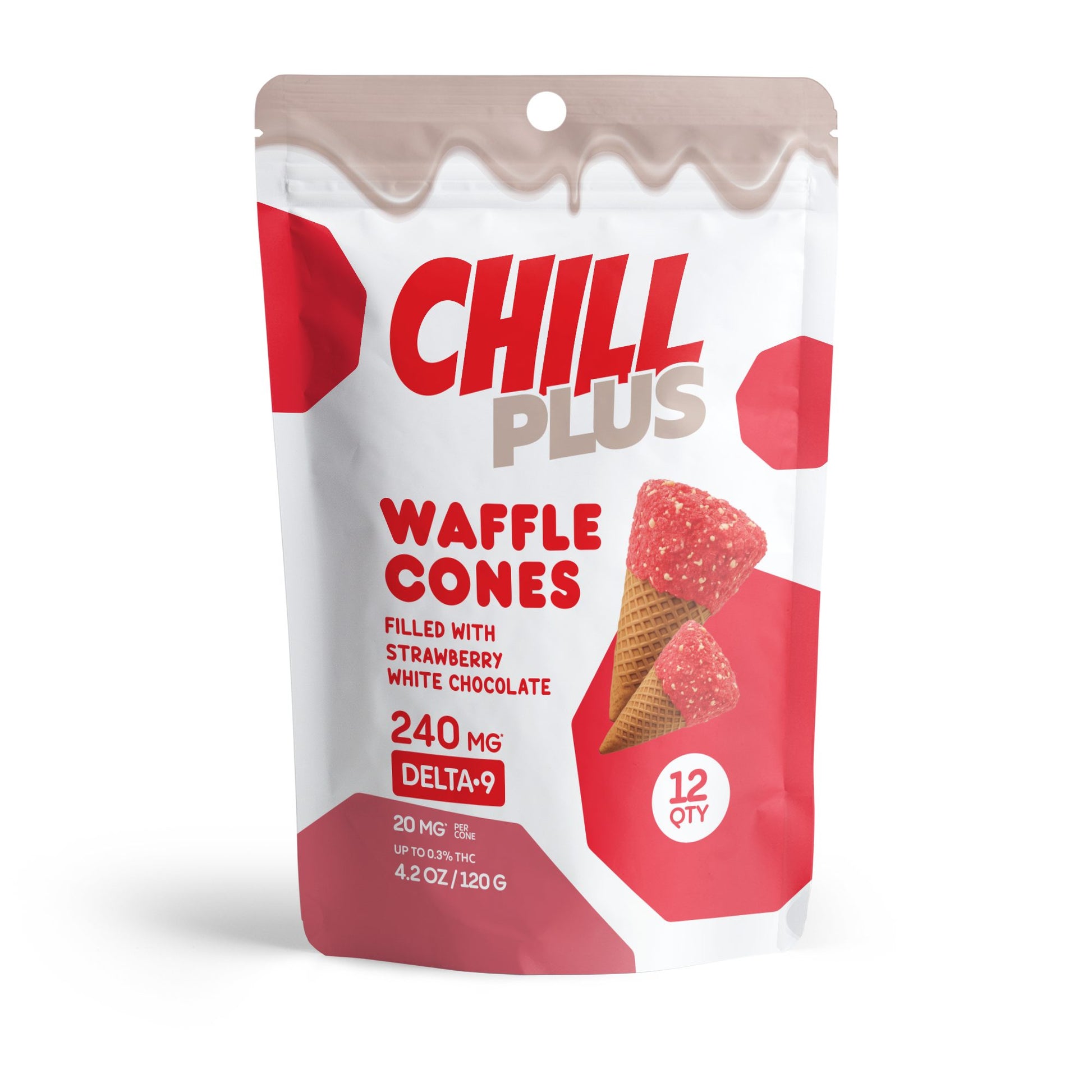 20mg Strawberry + White Chocolate Waffle Cones - Delta 9 - Chill Plus