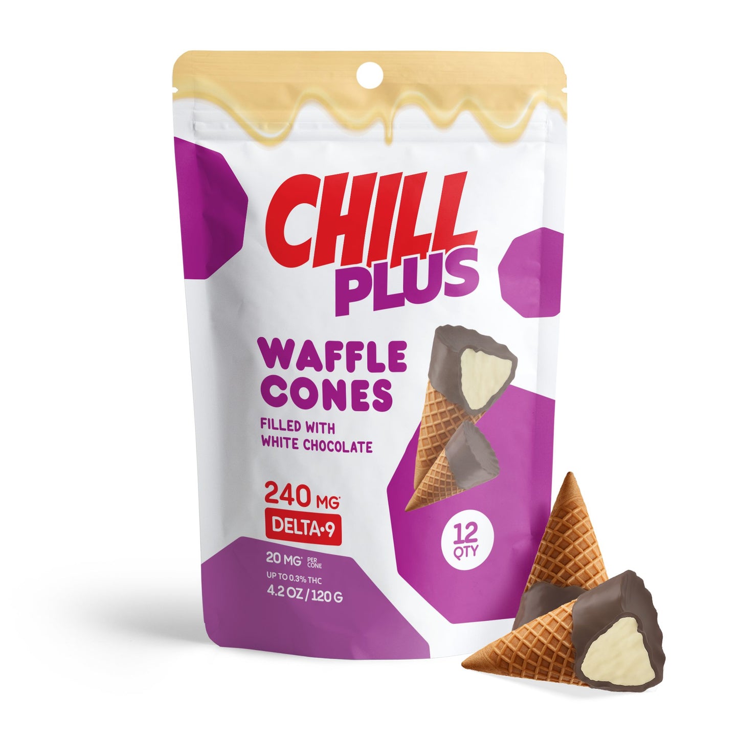20mg White Chocolate Waffle Cones - Delta 9 - Chill Plus