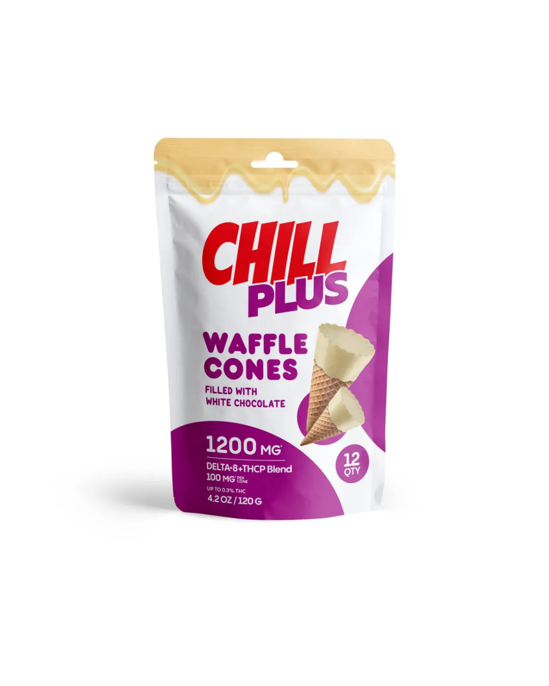 100mg White Chocolate Waffle Cones - D8, THCP - Chill Plus