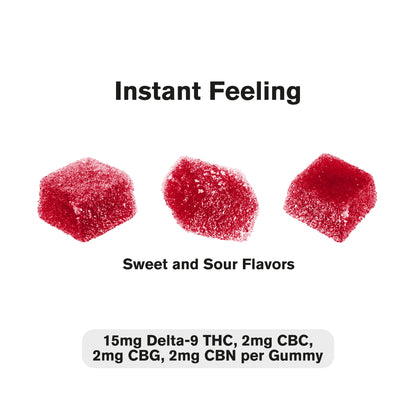 21mg Instant Feeling Nano Gummies - D9, CBC, CBN, CBG Nano - Sweet and Sour - D9 THC
