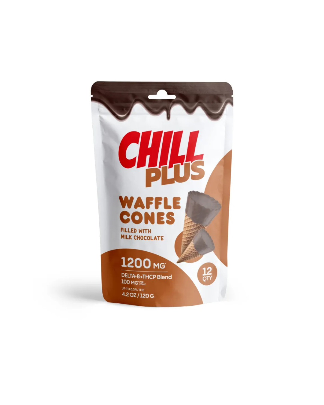 100mg Milk Chocolate Waffle Cones - D8, THCP - Chill Plus