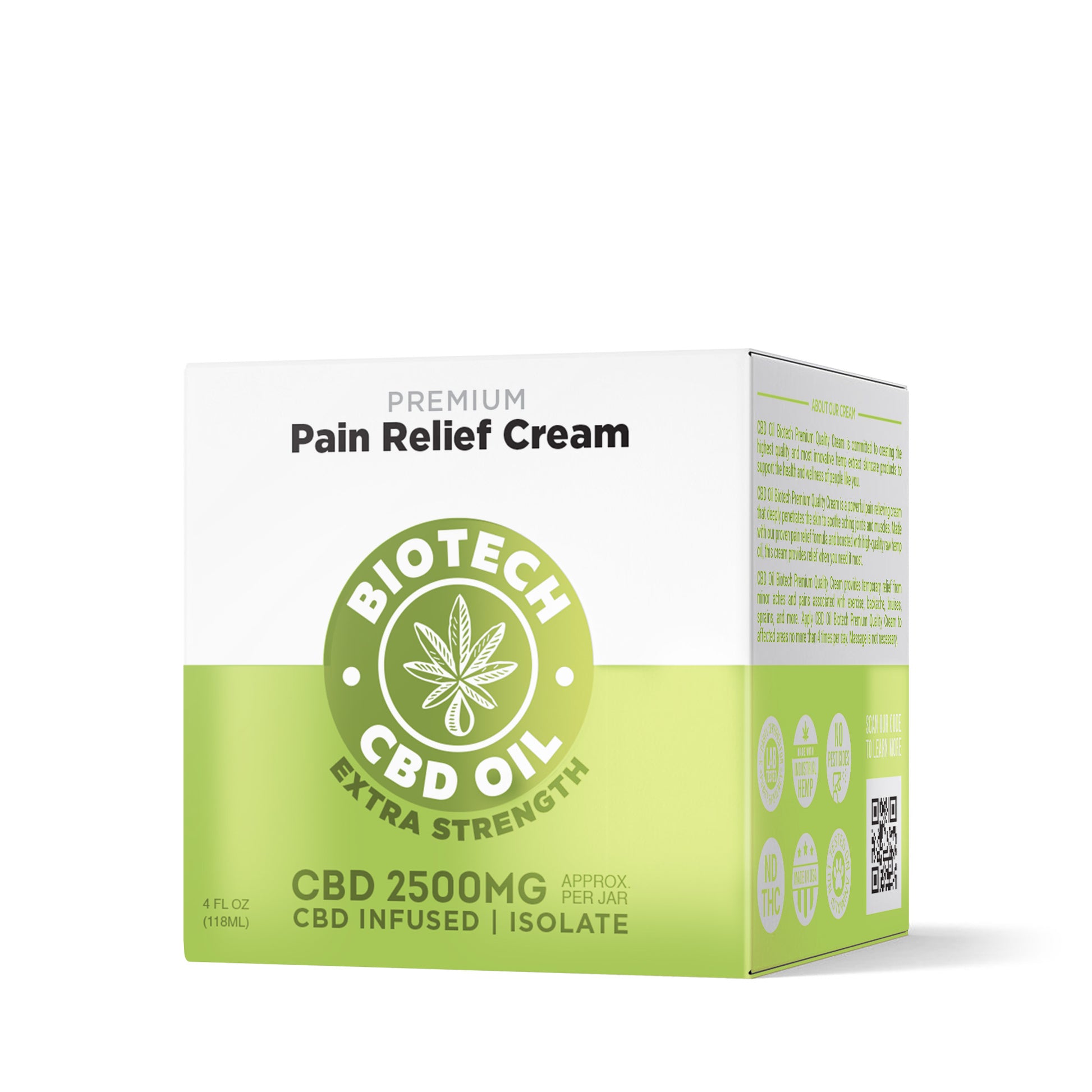 2,500mg CBD Pain Relief Cream - 4oz - Biotech CBD
