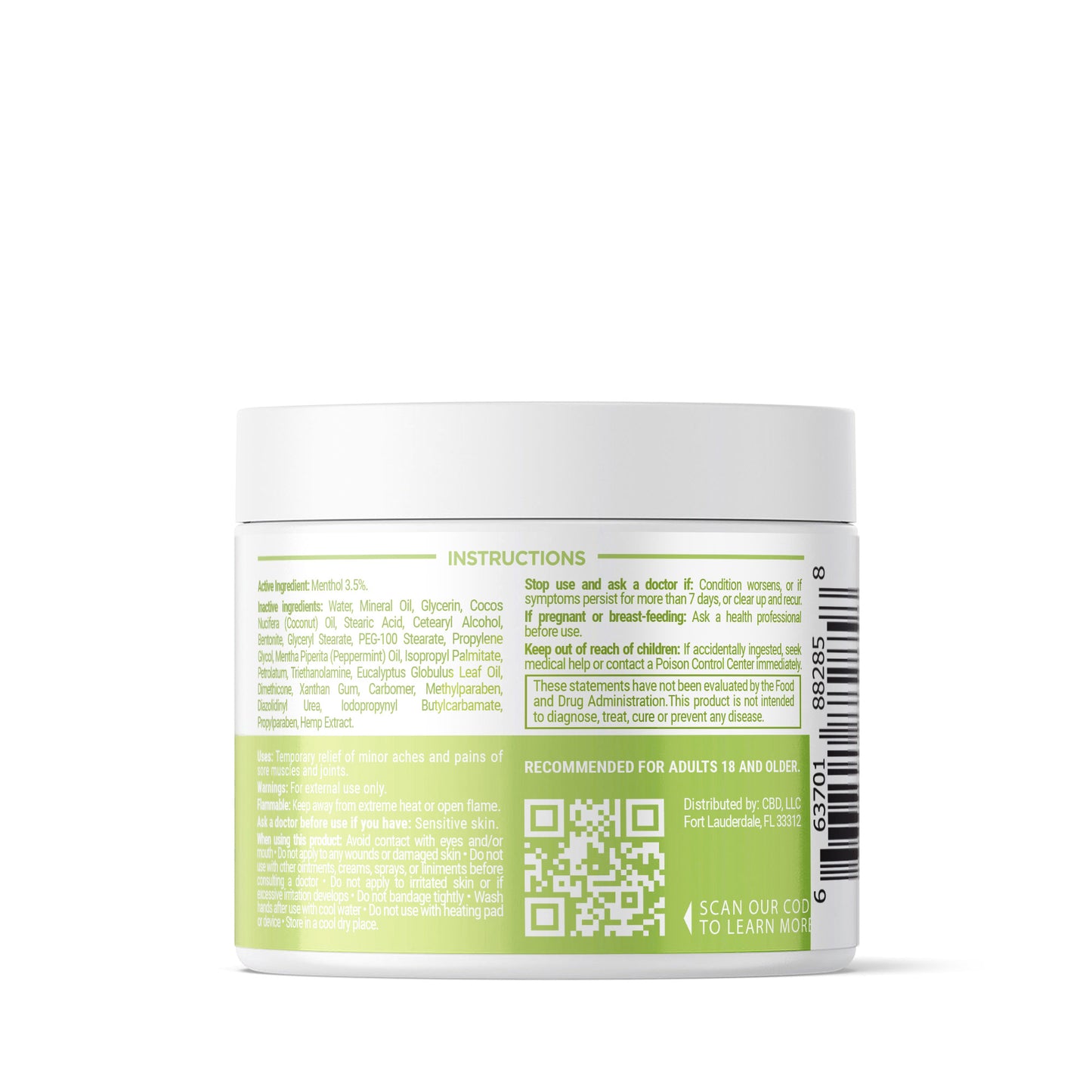 2,500mg CBD Pain Relief Cream - 4oz - Biotech CBD