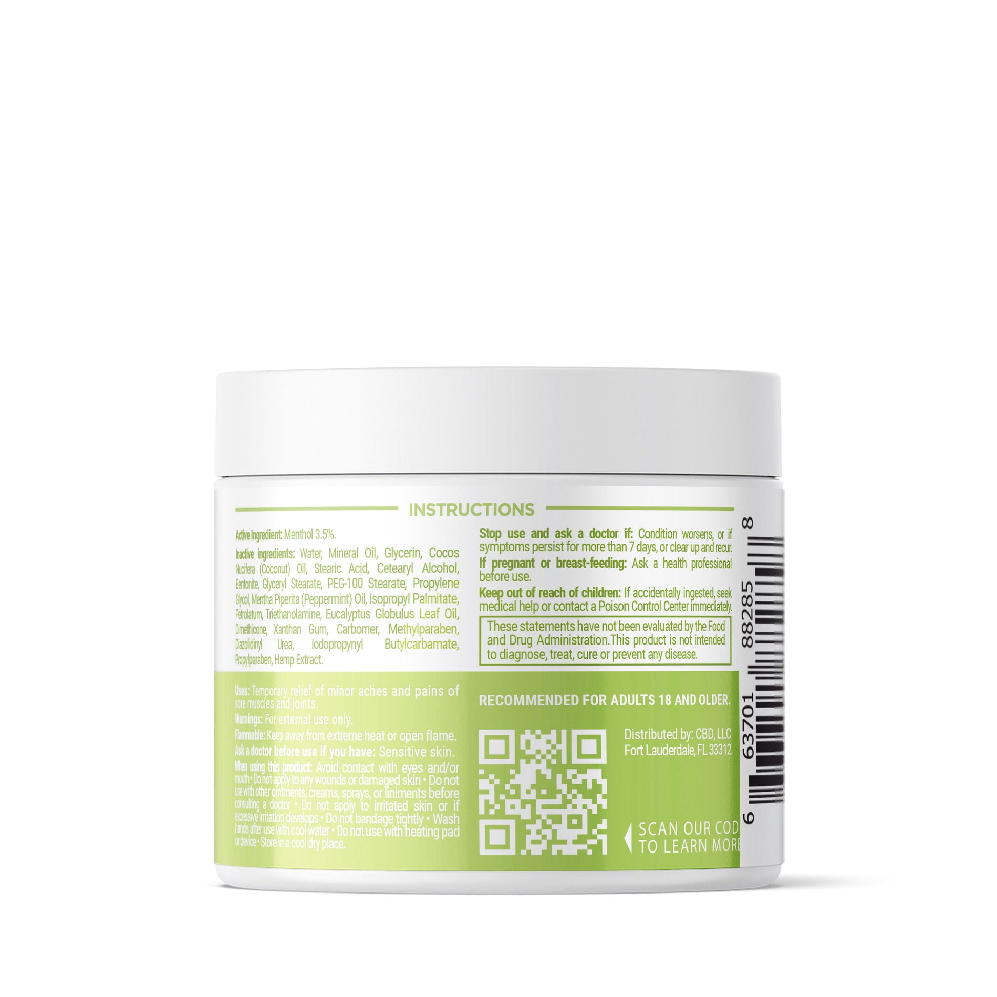 2,500mg CBD Pain Relief Cream - 4oz - Biotech CBD