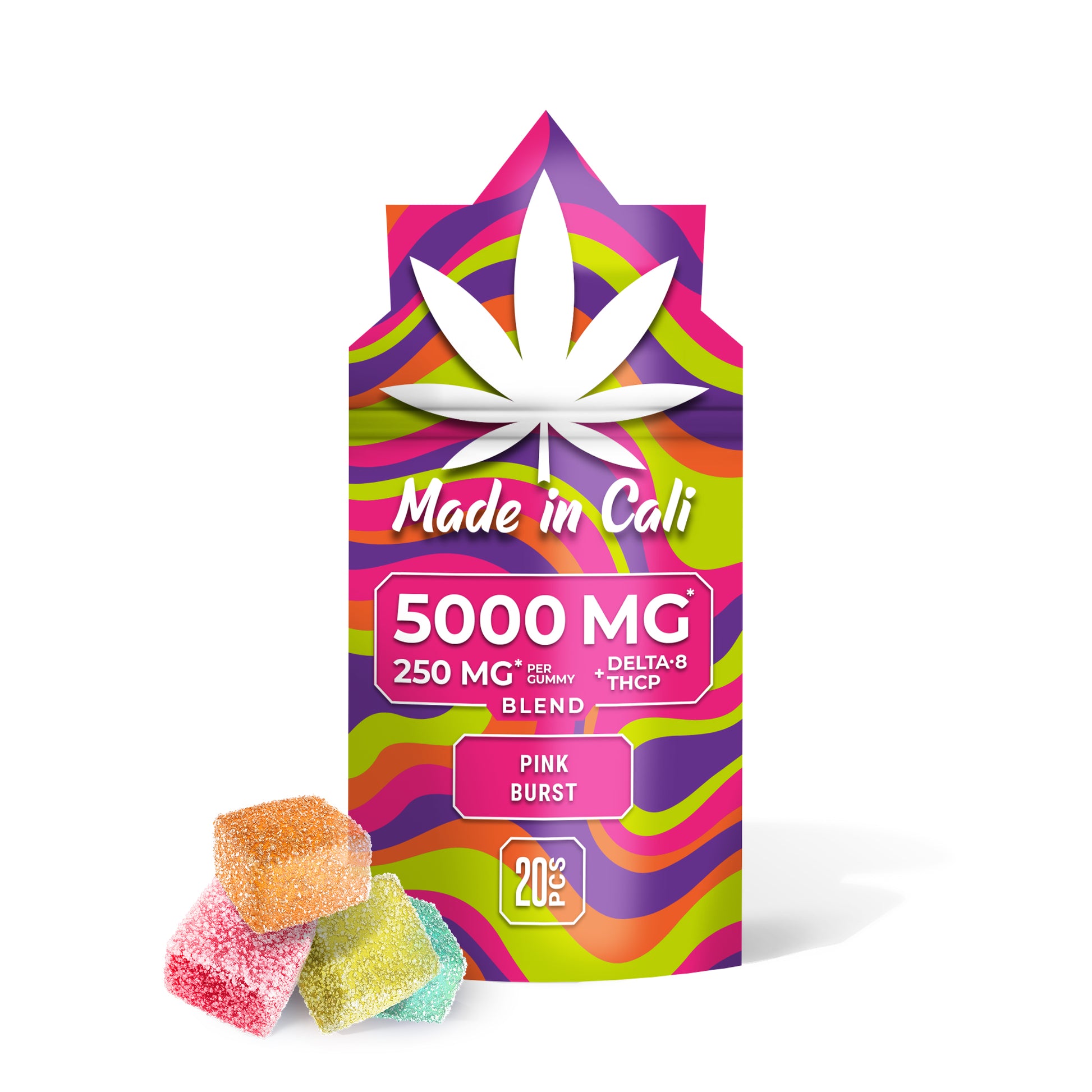 250mg D8 & THCP Gummies - Pink Burst - Made In Cali