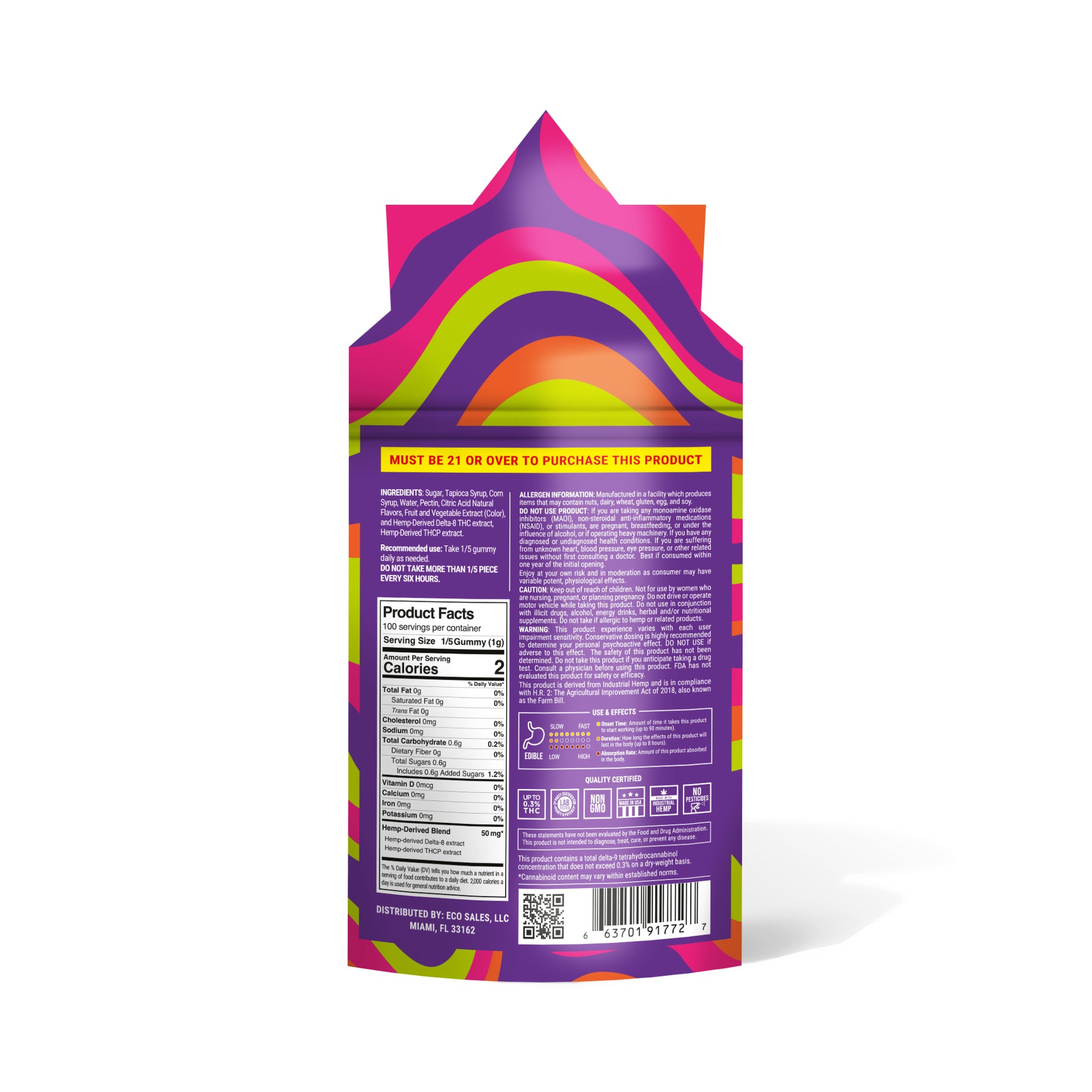250mg D8 & THCP Gummies - Pink Burst - Made In Cali