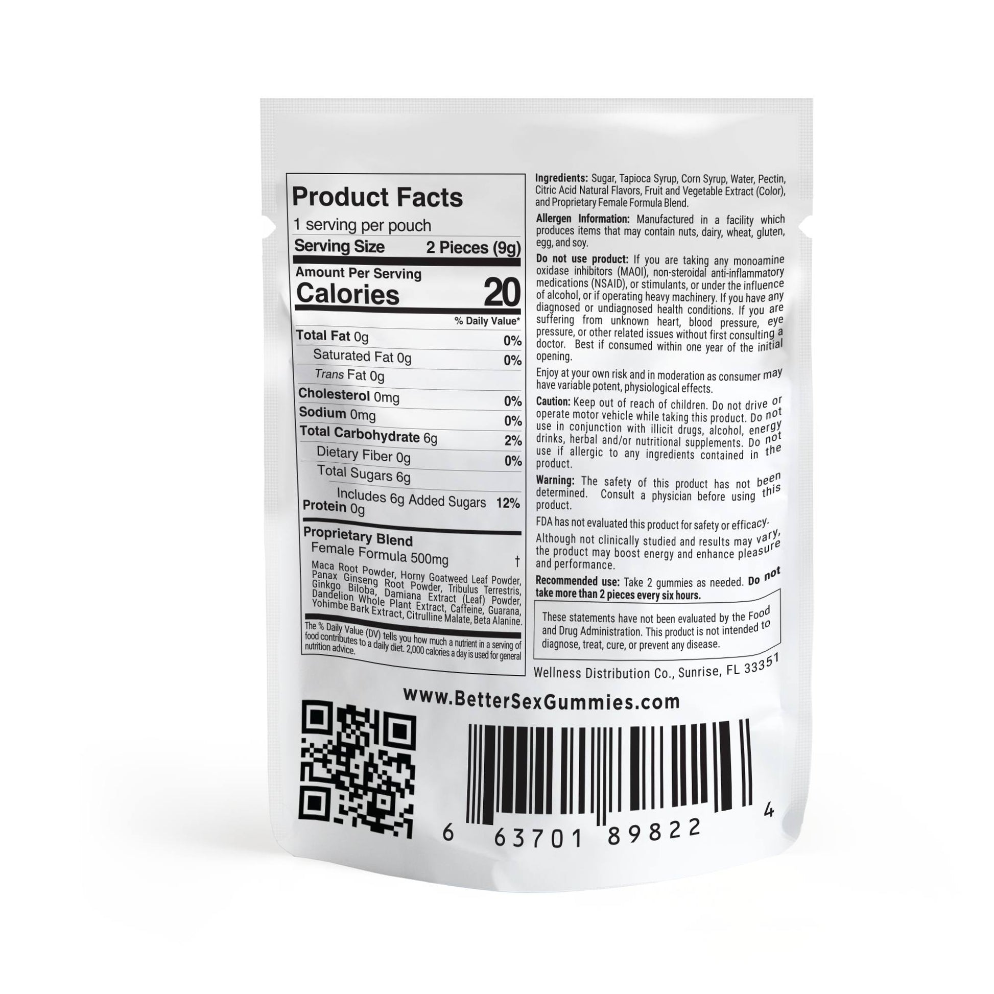 250mg Female Sensual Gummy Pouch - Botanical Blend - Strawberry - Better Sex