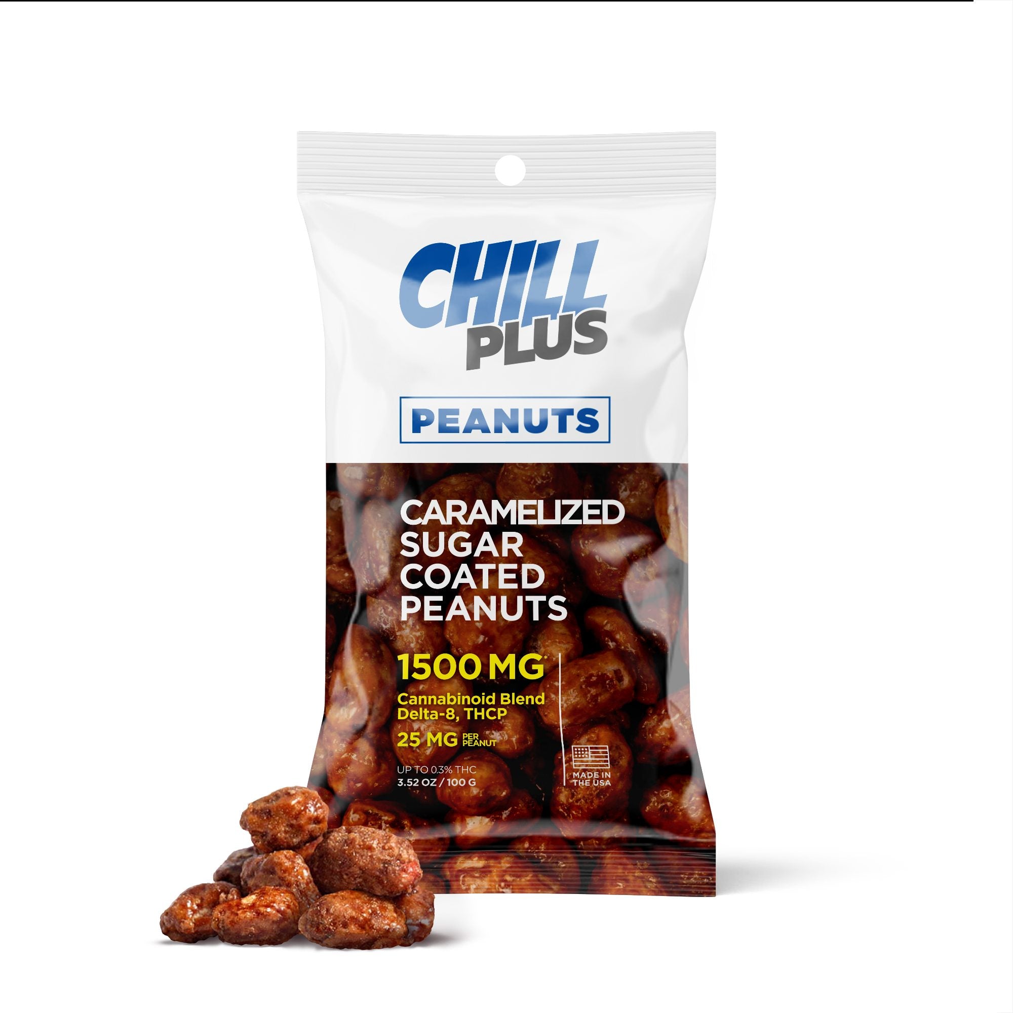 25mg Caramelized Sugar Coated Peanuts - D8, THCP - Chill Plus