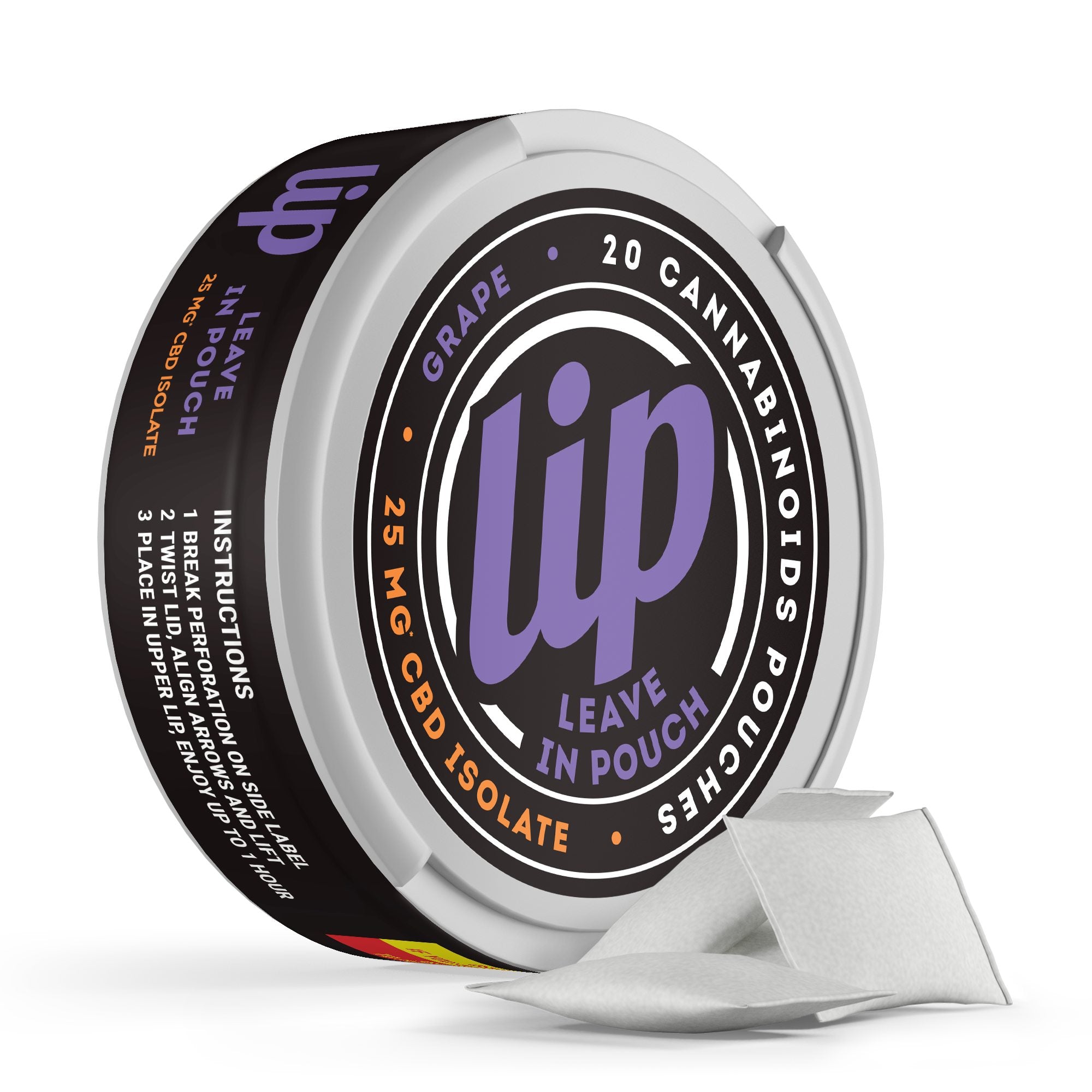 25mg CBD Isolate Dip Pouches - Grape - Lip