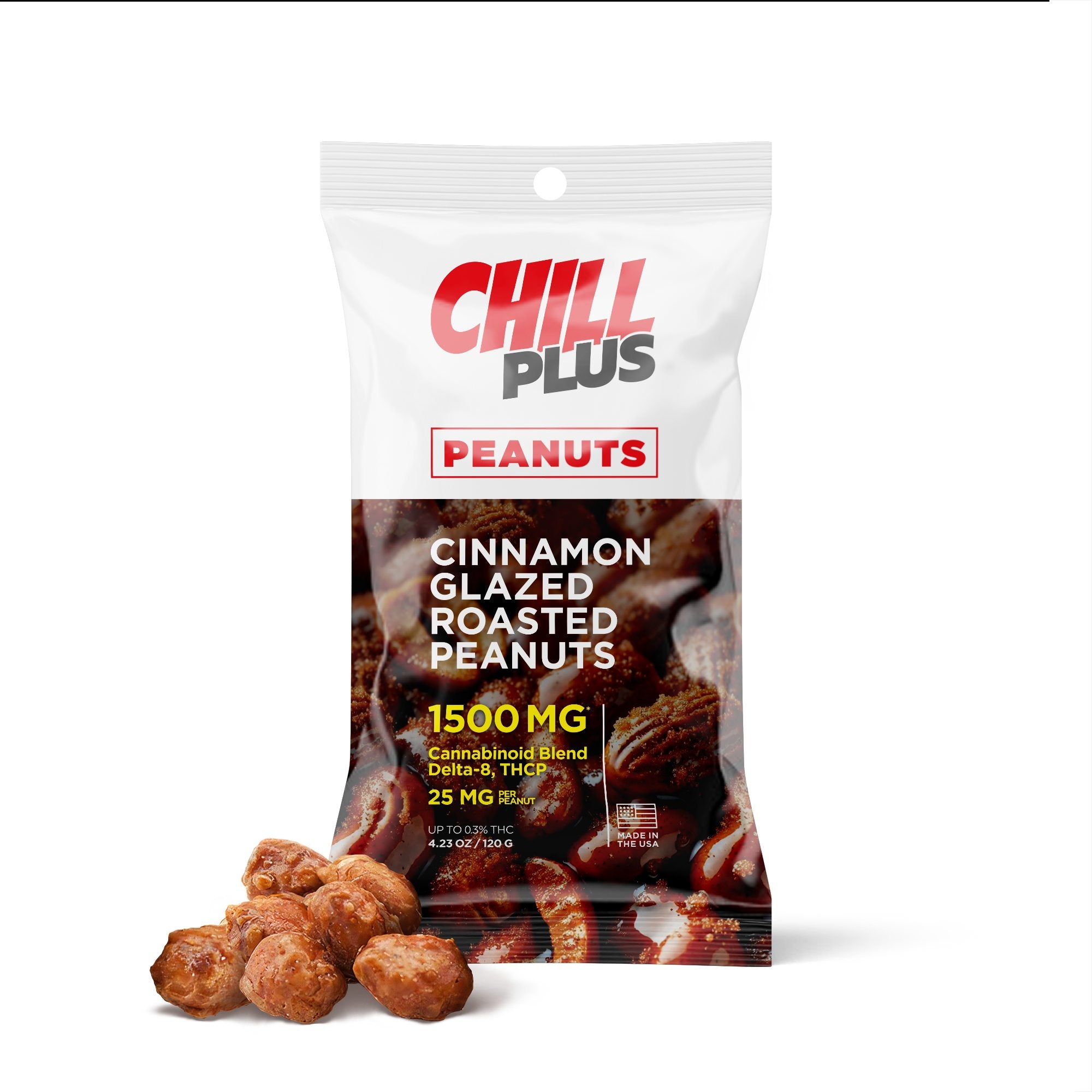 25mg Cinnamon Glazed Roasted Peanuts - D8, THCP - Chill Plus