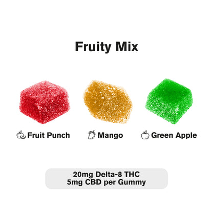 25mg D8 & CBD Gummies - Fruity Mix - 10X