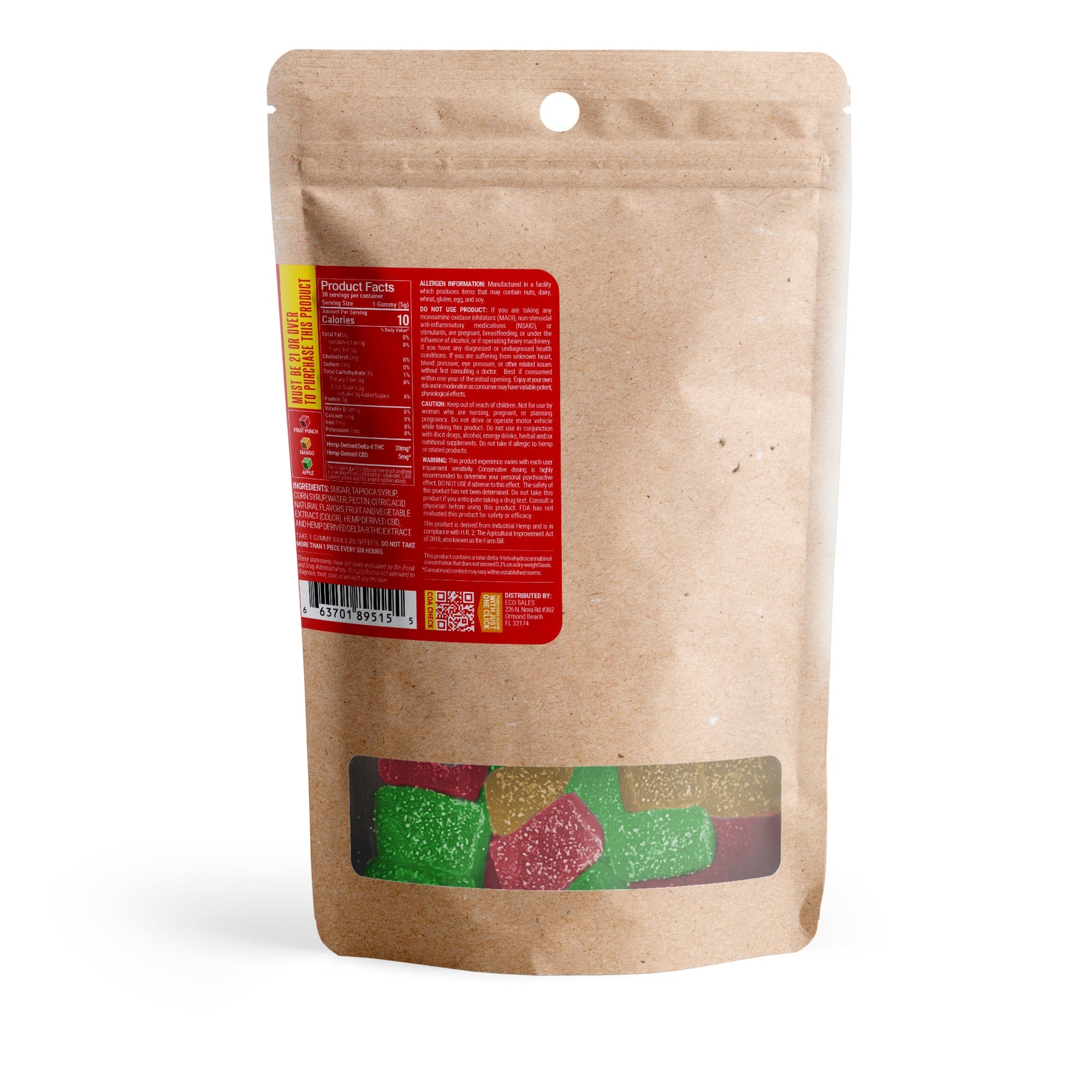 25mg D8 & CBD Gummies - Fruity Mix - 10X