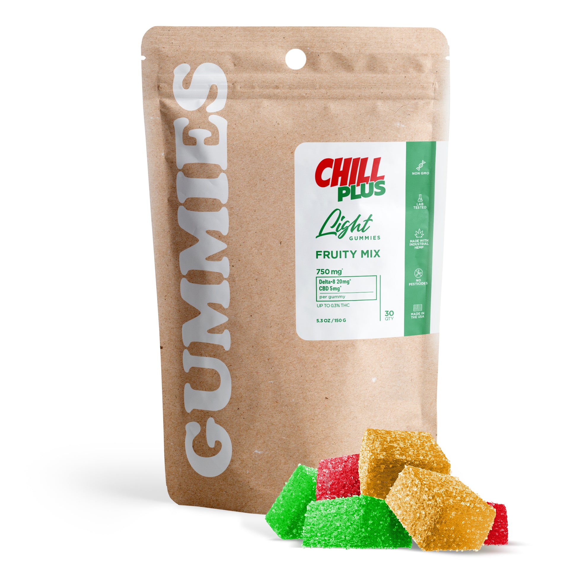 25mg D8 & CBD Isolate Gummies - Fruity Mix - Chill Plus