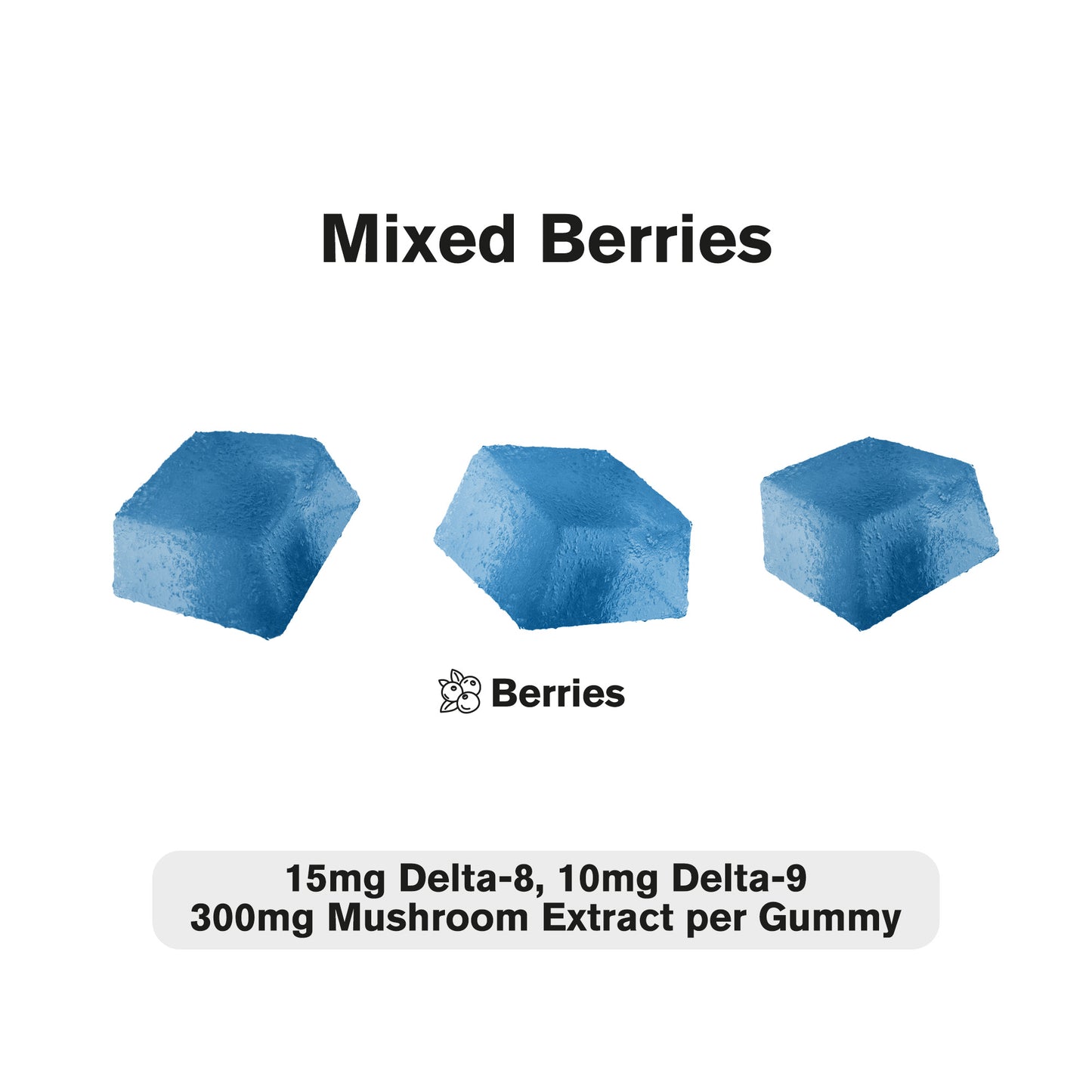 25mg D8, D9, Lion's Mane, Reishi, Cordyceps Gummies - Mixed Berries - D9 THC
