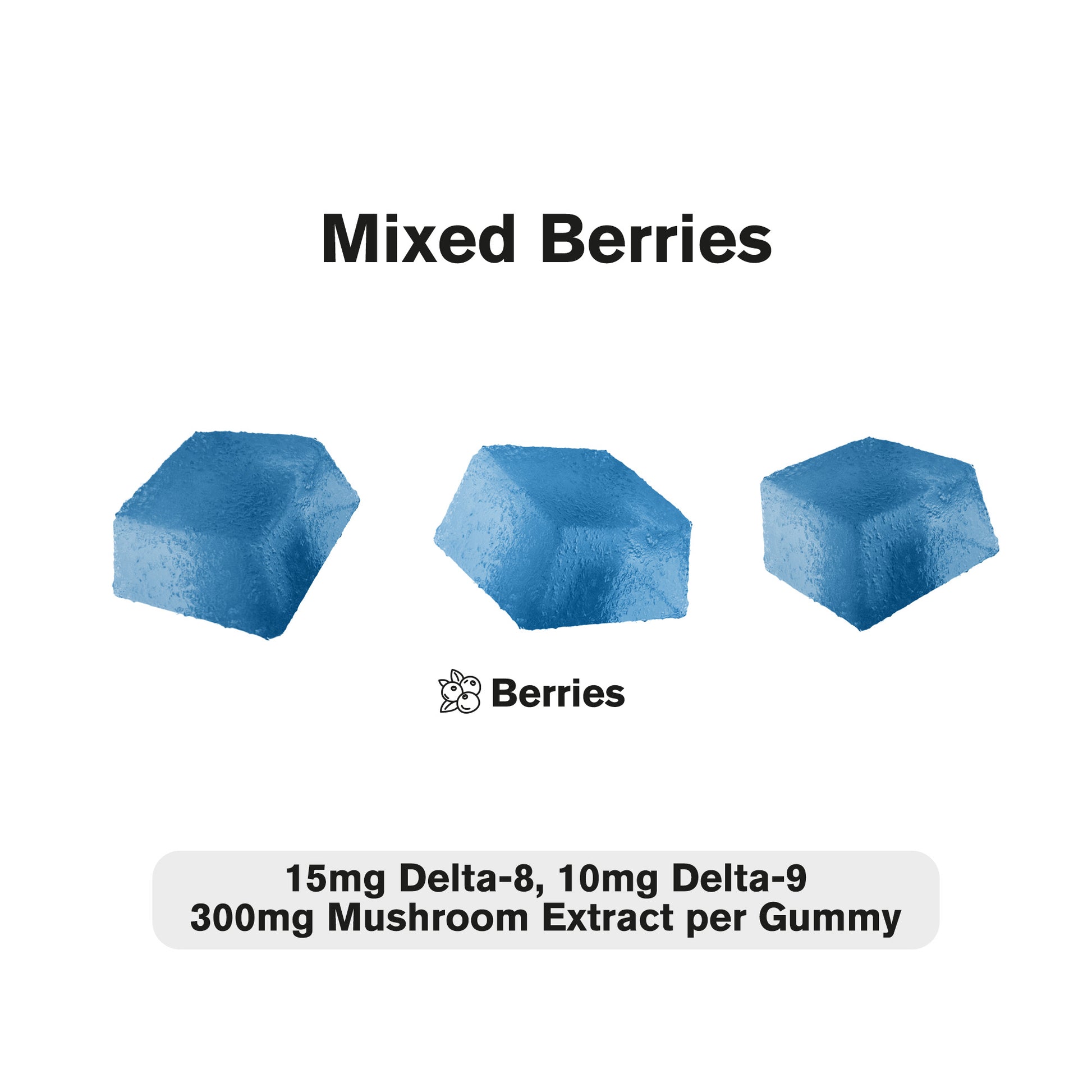 25mg D8, D9, Lion's Mane, Reishi, Cordyceps Gummies - Mixed Berries - D9 THC