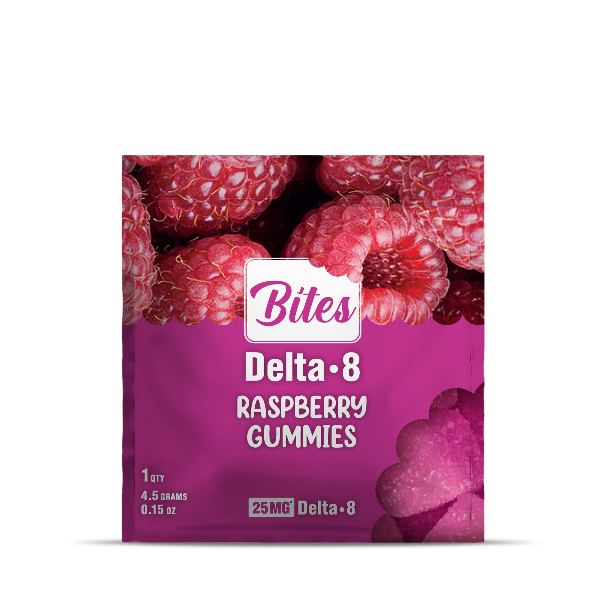 25mg Delta 8 Gummies - Raspberry - Bites